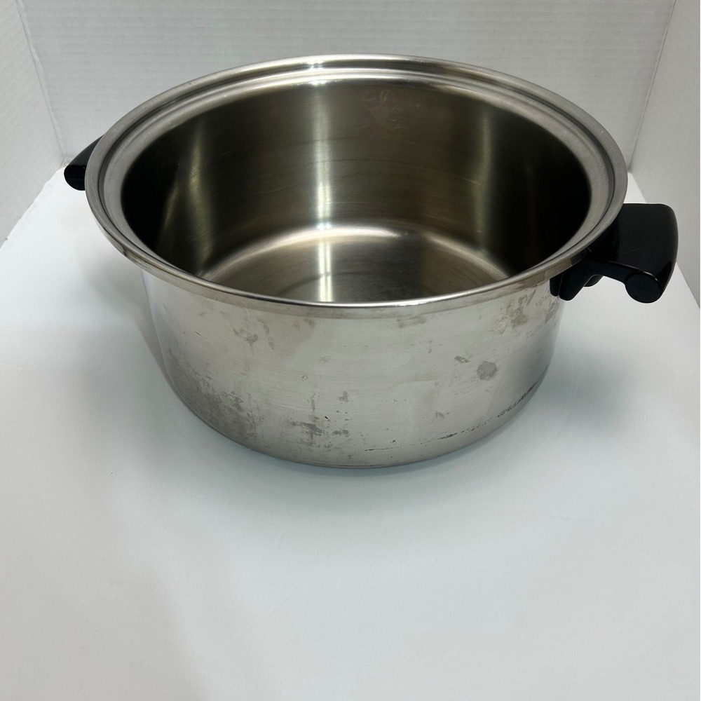 Emdeko Stock Pot Silver 3-Ply 18-8 Stainless Steel USA Vintage Cooking Pot 9in